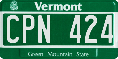 VT license plate CPN424