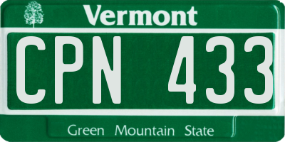 VT license plate CPN433