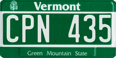 VT license plate CPN435