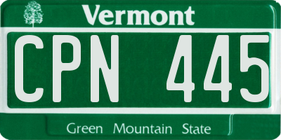 VT license plate CPN445