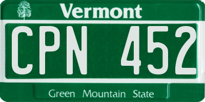 VT license plate CPN452