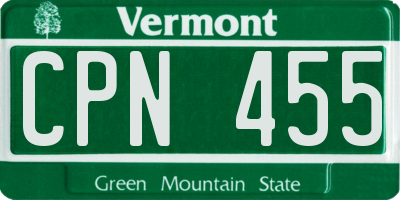 VT license plate CPN455
