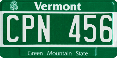 VT license plate CPN456