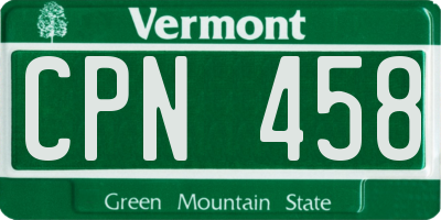 VT license plate CPN458