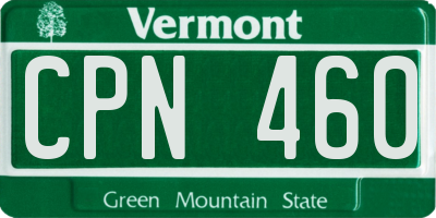 VT license plate CPN460