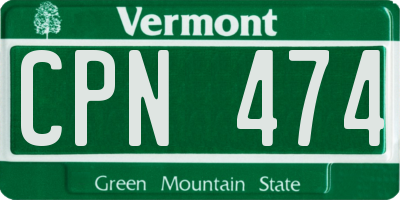 VT license plate CPN474