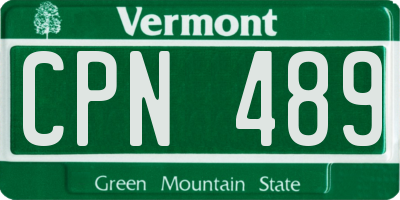 VT license plate CPN489