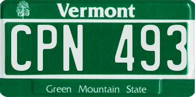 VT license plate CPN493