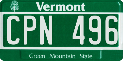 VT license plate CPN496