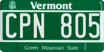 VT license plate CPN805
