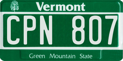 VT license plate CPN807