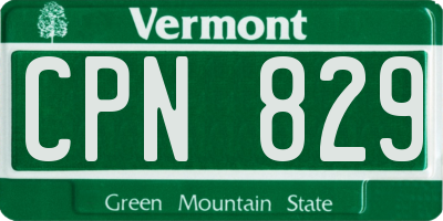 VT license plate CPN829