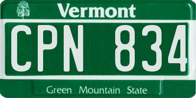 VT license plate CPN834
