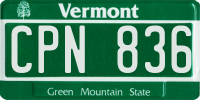 VT license plate CPN836