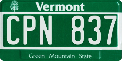 VT license plate CPN837