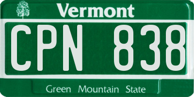 VT license plate CPN838
