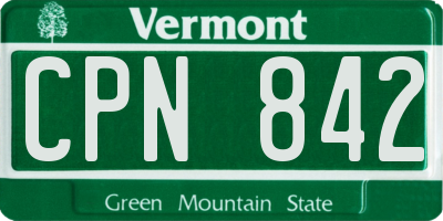 VT license plate CPN842
