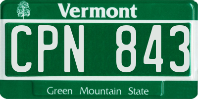 VT license plate CPN843