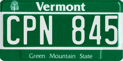 VT license plate CPN845