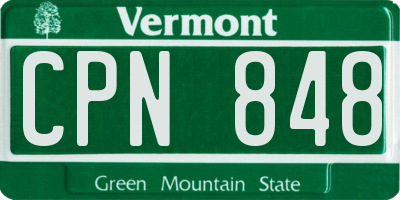 VT license plate CPN848