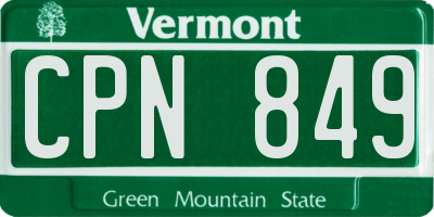 VT license plate CPN849