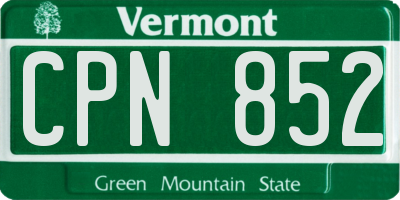 VT license plate CPN852