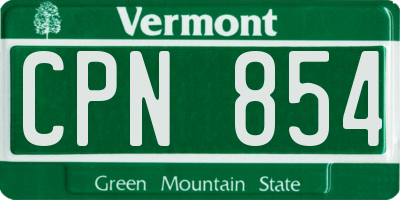 VT license plate CPN854