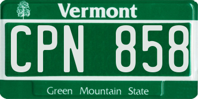 VT license plate CPN858