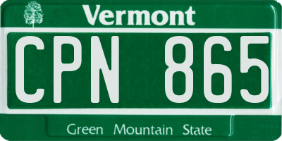 VT license plate CPN865