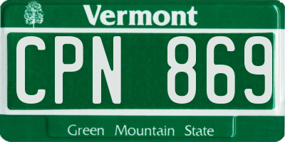 VT license plate CPN869