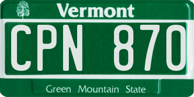 VT license plate CPN870