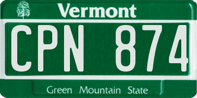 VT license plate CPN874