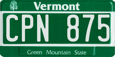 VT license plate CPN875