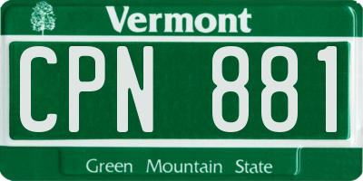 VT license plate CPN881