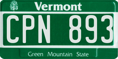 VT license plate CPN893