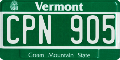 VT license plate CPN905