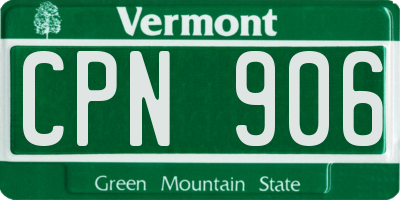 VT license plate CPN906