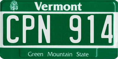 VT license plate CPN914