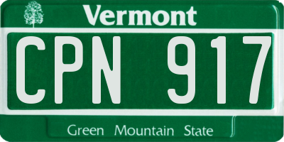 VT license plate CPN917