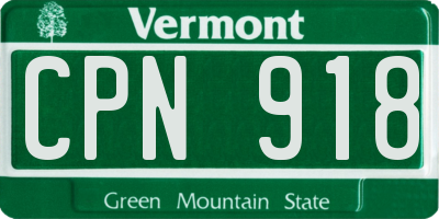 VT license plate CPN918