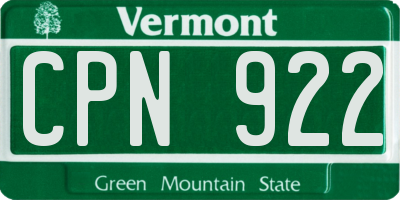 VT license plate CPN922