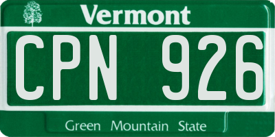 VT license plate CPN926