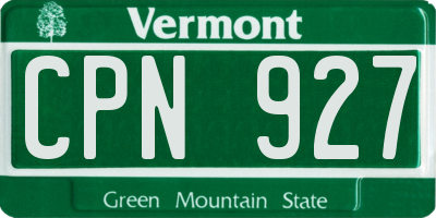 VT license plate CPN927