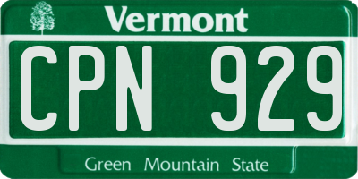 VT license plate CPN929