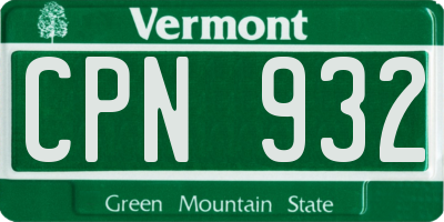 VT license plate CPN932