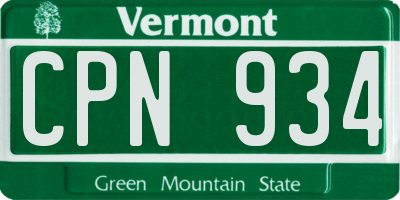 VT license plate CPN934
