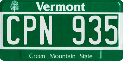 VT license plate CPN935