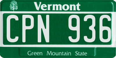 VT license plate CPN936
