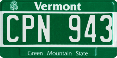 VT license plate CPN943