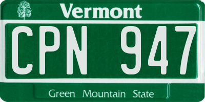 VT license plate CPN947